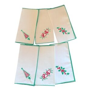 Festive Holiday Embroidered Napkins Set